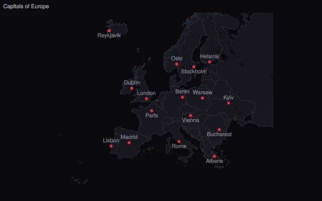 Map: Europe with labels